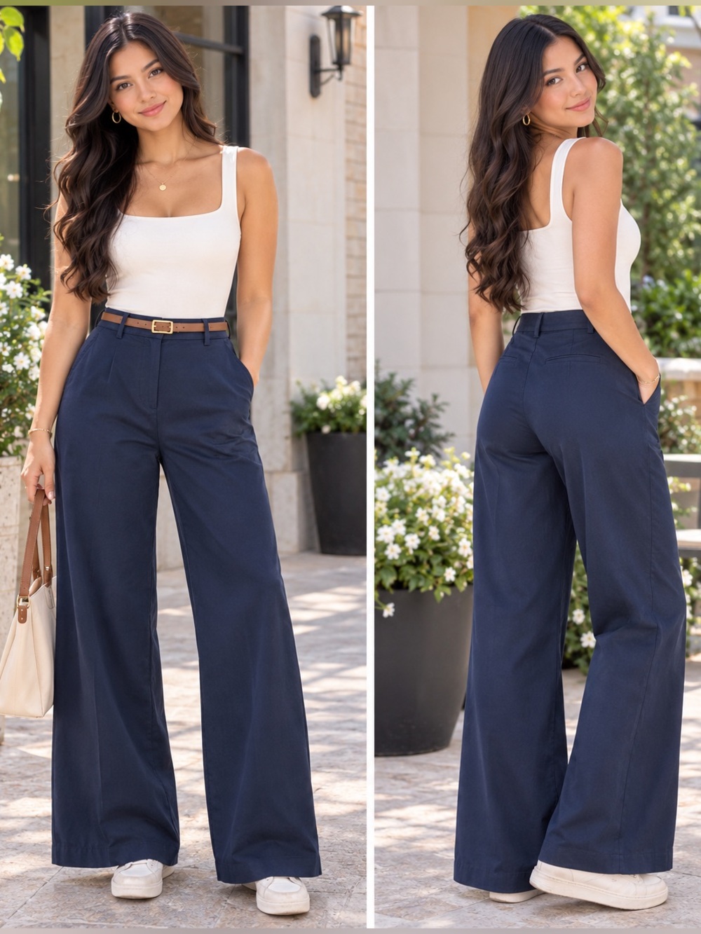 LOFT Navy Wide-Leg Women's Dress Pants